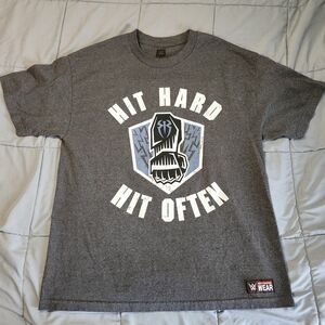 WWE Authentic Y2K Roman Reigns Hit Hard Hit Often S/S Grey Heather T Shirt Sz XL